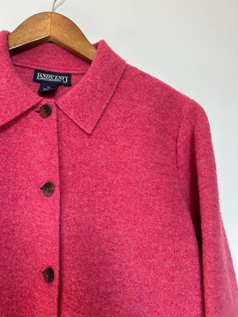Land’s End 100% Wool Button-Front Jacket in Raspberry - Picture 2 of 6